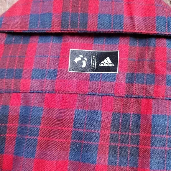 Adidas Red and Blue Plai Shirt M - Picture 4 of 6